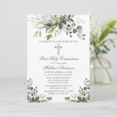 Waterverf Groen Eerste Communie Sage Groen Kaart (Staand voorkant)