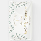 waterverf groen | Eerste Heilige Communie Spandoek (Verticaal)