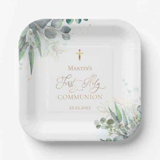 waterverf groen | Eerste mededeling Papieren Bordje (Voorkant)