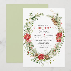 Waterverf Groen Elegant Bloemen Kerstfeest Kaart