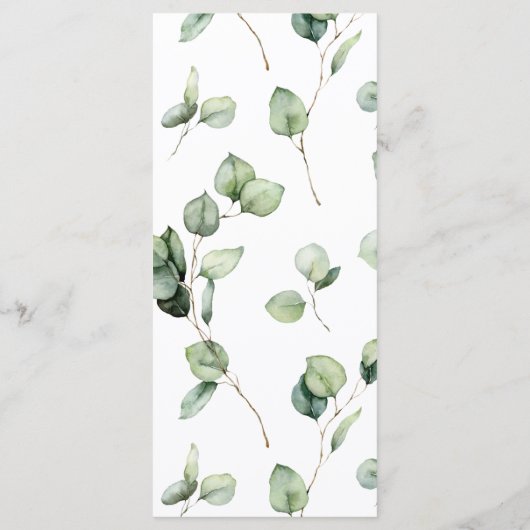 Waterverf Groen Elegant Bruiloft Menu Kaarten (Achterkant)