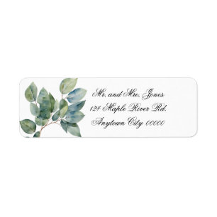 Waterverf groen elegante eucalyptus etiket