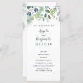 Waterverf Groen Elegante Trouwprogramma's Programmakaart (Voorkant / Achterkant)