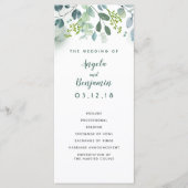 Waterverf Groen Elegante Trouwprogramma's Programmakaart (Voorkant)