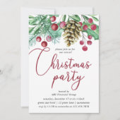 Waterverf groen en bessen kerstfeest kaart (Voorkant)