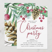 Waterverf groen en bessen kerstfeest kaart (Voorkant / Achterkant)