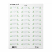 Waterverf groen en blauw kerstboom adres etiket (Full Sheet)