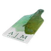 Waterverf groen en blauw monogram snijplank (Hoek)