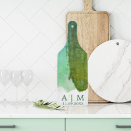 Waterverf groen en blauw monogram snijplank