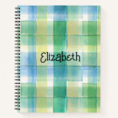 Waterverf Groen en Blauw Plaid Notitieboek (Voorkant)