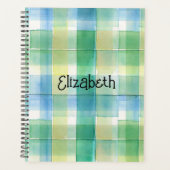 Waterverf Groen en Blauw Plaid Planner (Voorkant)