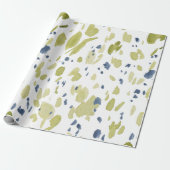 Waterverf Groen en Blauw Spring Wrapping Paper Cadeaupapier (Uitgerold)