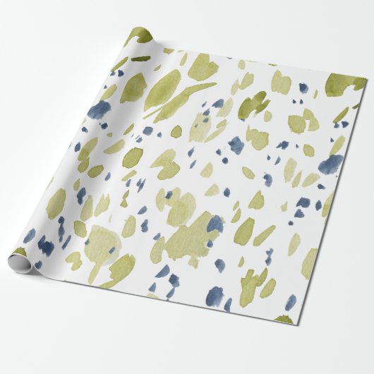 Waterverf Groen en Blauw Spring Wrapping Paper Cadeaupapier (Uitgerold)