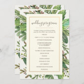 Waterverf groen en bosrijke bruiloft programmakaart (Voorkant / Achterkant)