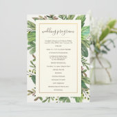 Waterverf groen en bosrijke bruiloft programmakaart (Staand voorkant)