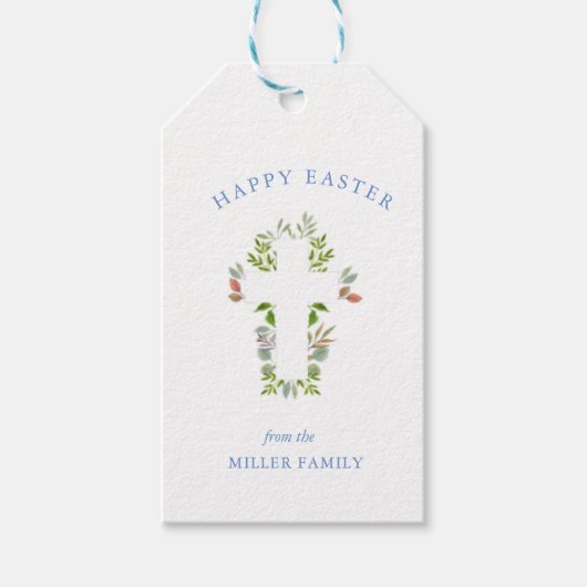 Waterverf Groen en Cross Paasgeschenk Labels Cadeaulabel (Voorkant)