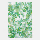 Waterverf groen en geel blad theedoek (Verticaal)