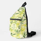 Waterverf groen en geel bladpatroon sling bag (Rechterhoek)