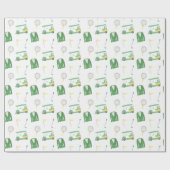 Waterverf Groen en Geel Golftoernooi Cadeaupapier (Vlak)