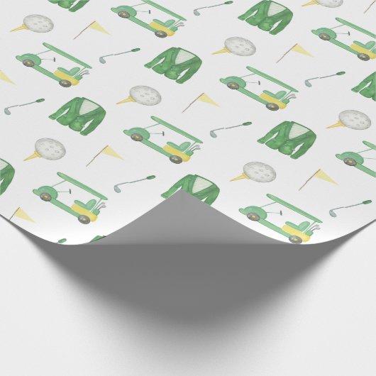 Waterverf Groen en Geel Golftoernooi Cadeaupapier (Hoek)