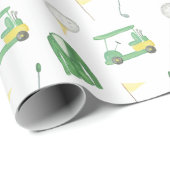 Waterverf Groen en Geel Golftoernooi Cadeaupapier (Rol Hoek)