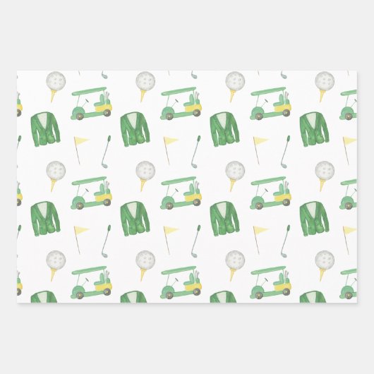 Waterverf Groen en Geel Golftoernooi Inpakpapier Vel (Voorkant)