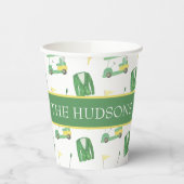 Waterverf Groen en Geel Golftoernooi Papieren Bekers (Links)