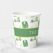 Waterverf Groen en Geel Golftoernooi Papieren Bekers (Voorkant)