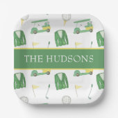 Waterverf Groen en Geel Golftoernooi Papieren Bordje (Voorkant)