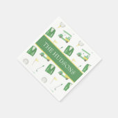 Waterverf Groen en Geel Golftoernooi Servet (Hoek)