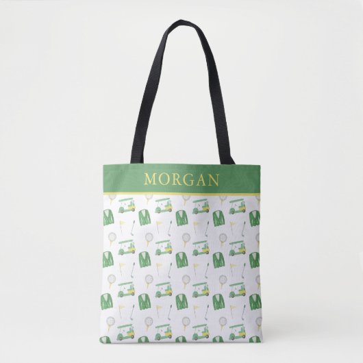 Waterverf Groen en Geel Golftoernooi Tote Bag (Voorkant)