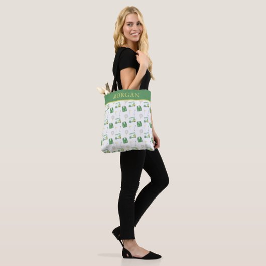 Waterverf Groen en Geel Golftoernooi Tote Bag (Op model)