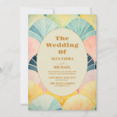 Waterverf Groen en Goud Art Deco Bruiloft Kaart (Voorkant)