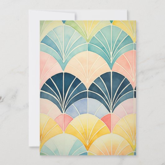 Waterverf Groen en Goud Art Deco Bruiloft Kaart (Achterkant)