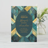 Waterverf Groen en Goud Art Deco Vrijgezellenfeest Kaart (Staand voorkant)