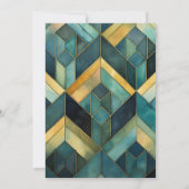 Waterverf Groen en Goud Art Deco Vrijgezellenfeest Kaart (Achterkant)