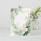 Waterverf groen en goud blanco Huwelijk Kaart (Staand voorkant)