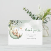 Waterverf groen en goud boven het beer bedankkaart (Staand voorkant)