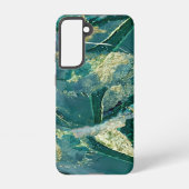 Waterverf groen en goud samsung galaxy hoesje (Achterkant)