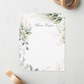 Waterverf groen- en goudbladerpapier notitiekaartje (Voorkant / Achterkant in situ)