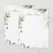 Waterverf groen- en goudbladerpapier notitiekaartje (Voorkant / Achterkant)