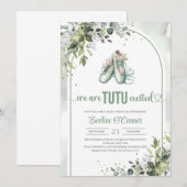 Waterverf groen en gouden ballerina schoenen kaart (Voorkant / Achterkant)