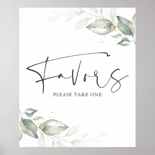 Waterverf groen en gouden bladeren Favors bord Poster (Voorkant)