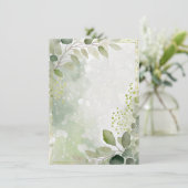 Waterverf groen en gouden blanco bruiloft kaart (Staand voorkant)