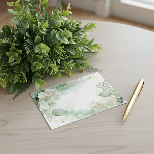 Waterverf groen en gouden blanco bruiloft kaart