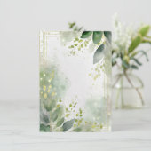 Waterverf groen en gouden blanco bruiloft kaart (Staand voorkant)