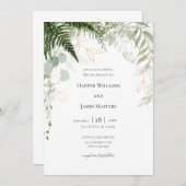 Waterverf groen en gouden bruiloft kaart (Voorkant / Achterkant)
