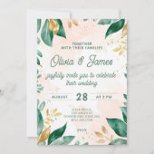 Waterverf groen en gouden bruiloft uitnodiging (Voorkant)