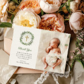 Waterverf groen en gouden kruis | Fotodoop Bedankkaart