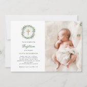 Waterverf groen en gouden kruis | Fotodoop Kaart (Voorkant)